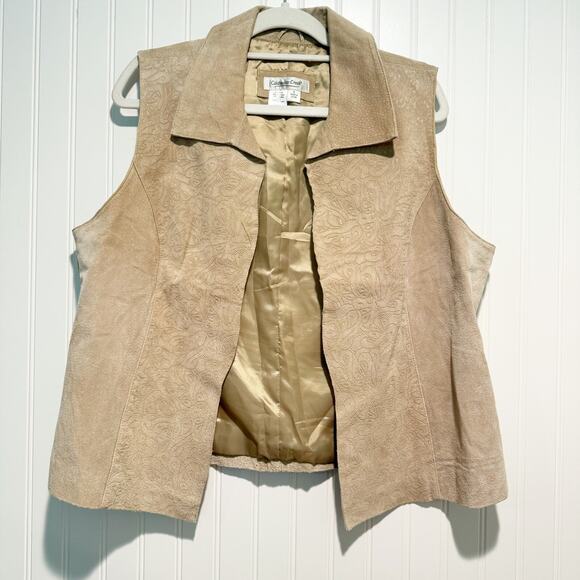 Coldwater Creek Beige Suede Vest Western Cowgirl Size Large - Picture 1 of 5